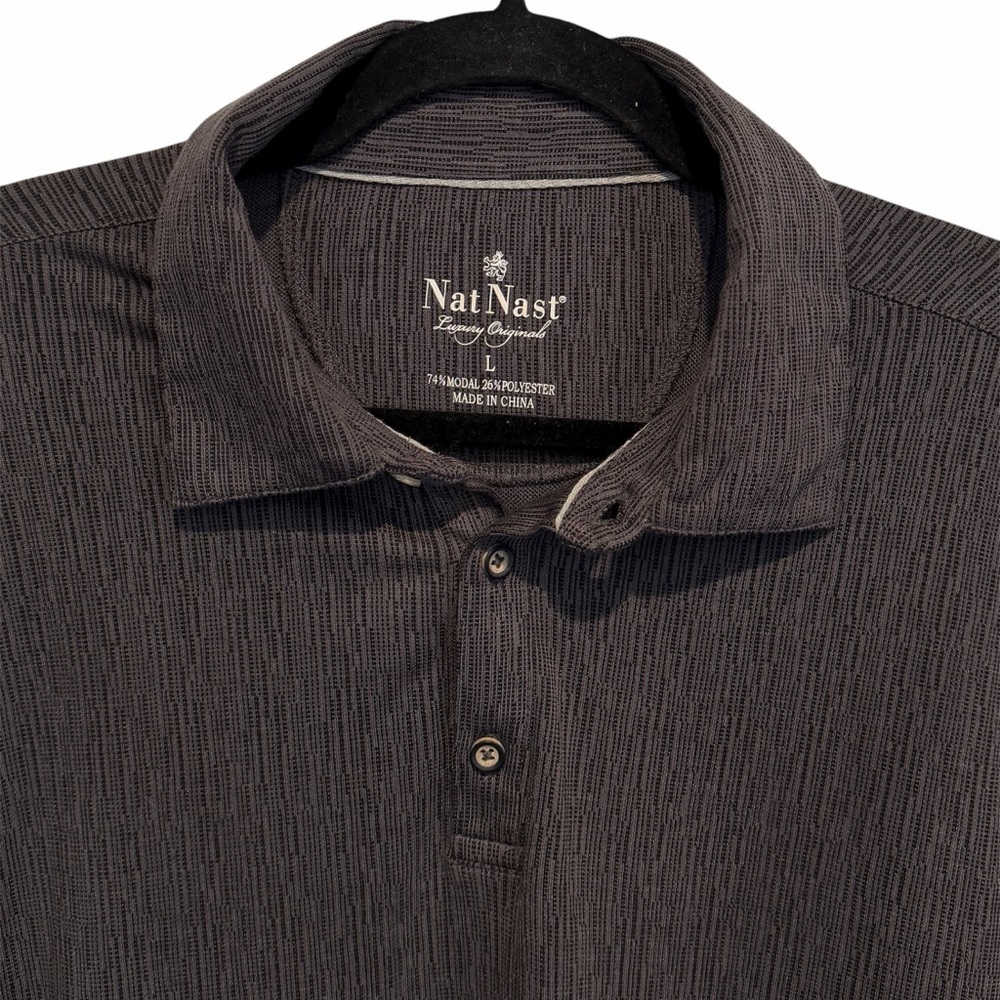 Nat Nast Polo Shirt Black Gray Performance Luxury Originals Modal Blend Mens L
